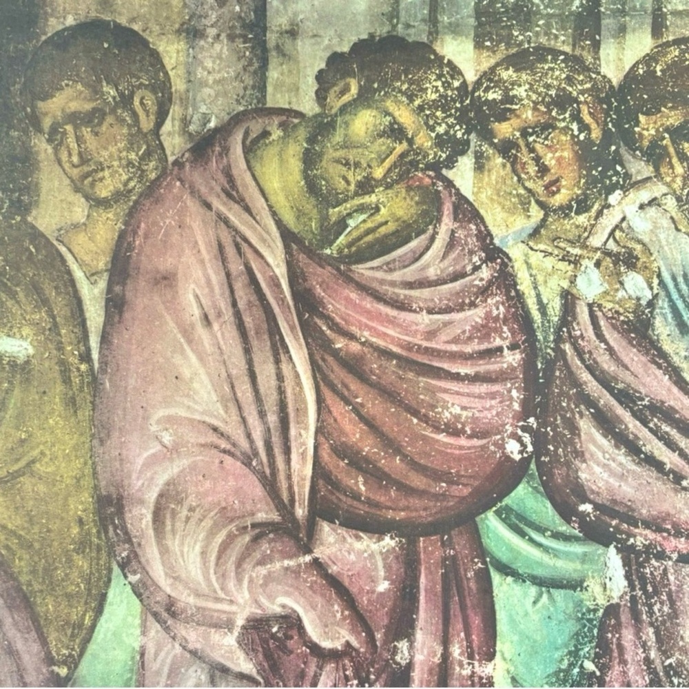 Original Vintage Fine Art Print Poster Medieval Yugoslavia Wall Frescoes Antique